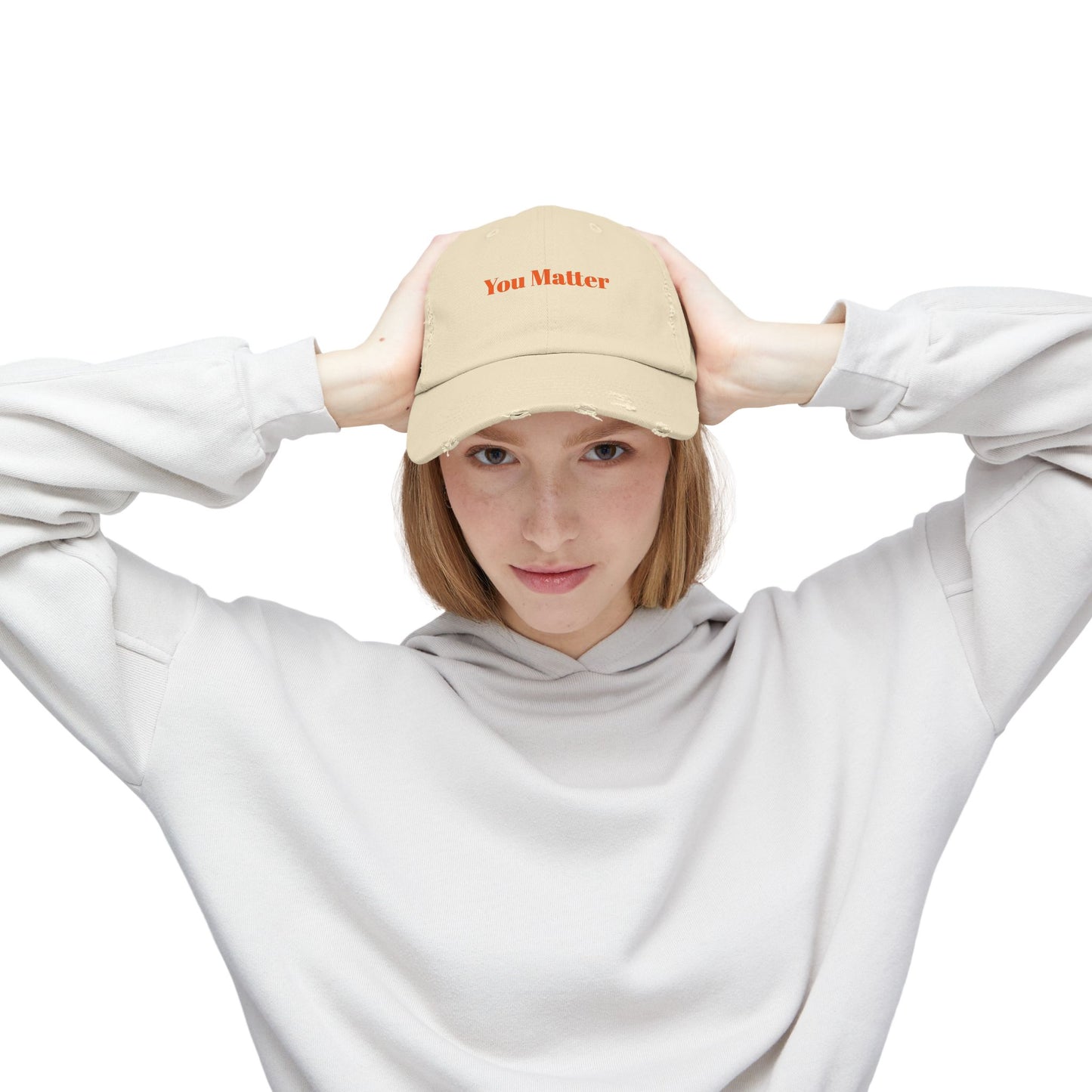 You Matter Distressed Cap - Unisex Adjustable Baseball Hat, Gifts for Support, Self-Care Messages, Everyday Wear, Fashion Statement