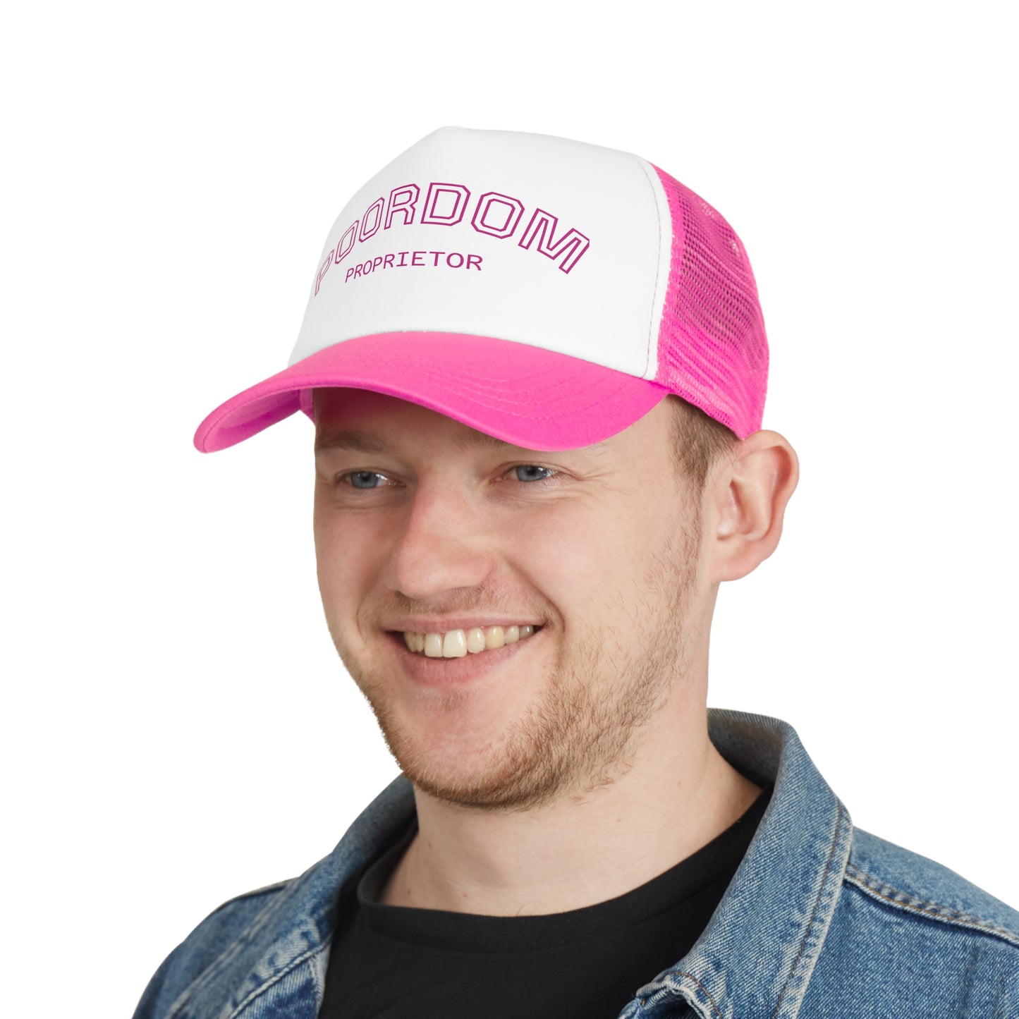 Vintage Style Mesh Cap with 'POORDOM PROPRIETOR' Text, Trendy Hat for Casual Outings, Gifts for Friends, Outdoor Adventures, Summer Fashion