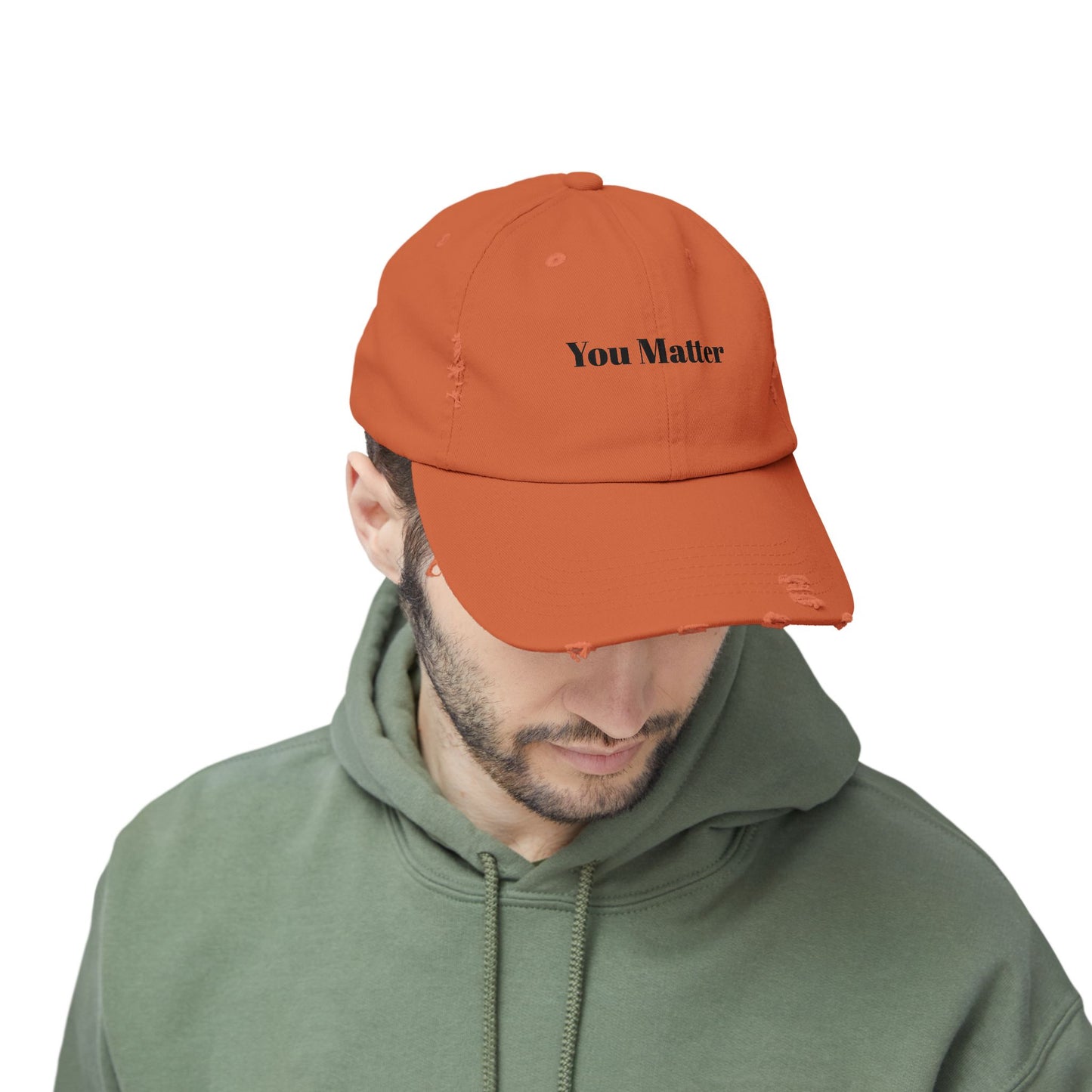 You Matter Distressed Cap - Unisex Adjustable Baseball Hat, Gifts for Support, Self-Care Messages, Everyday Wear, Fashion Statement
