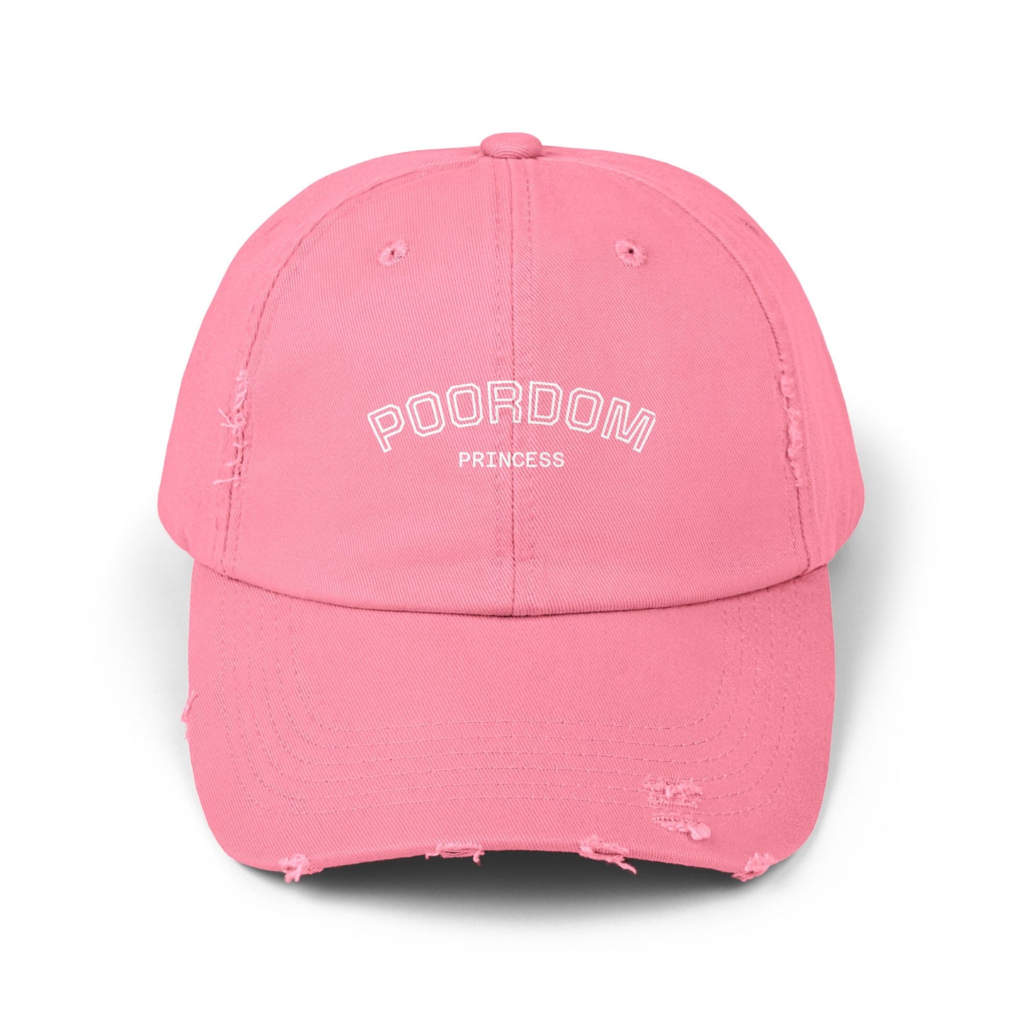 Poordom Princess Pink Distressed Cap, Trendy Gift for Her, Casual Streetwear Hat, Summer Accessory, Fun Birthday Surprise