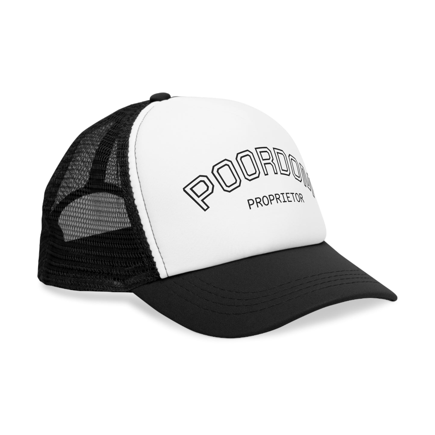 Vintage Style Mesh Cap with 'POORDOM PROPRIETOR' Text, Trendy Hat for Casual Outings, Gifts for Friends, Outdoor Adventures, Summer Fashion