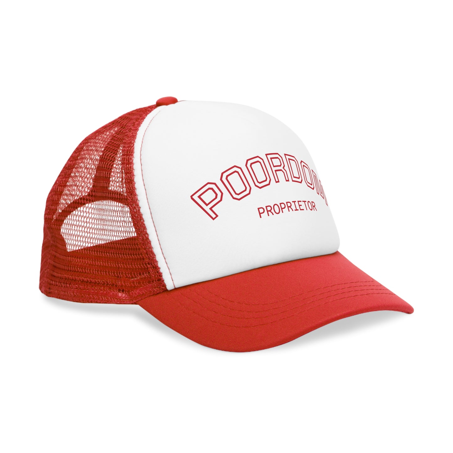 Vintage Style Mesh Cap with 'POORDOM PROPRIETOR' Text, Trendy Hat for Casual Outings, Gifts for Friends, Outdoor Adventures, Summer Fashion