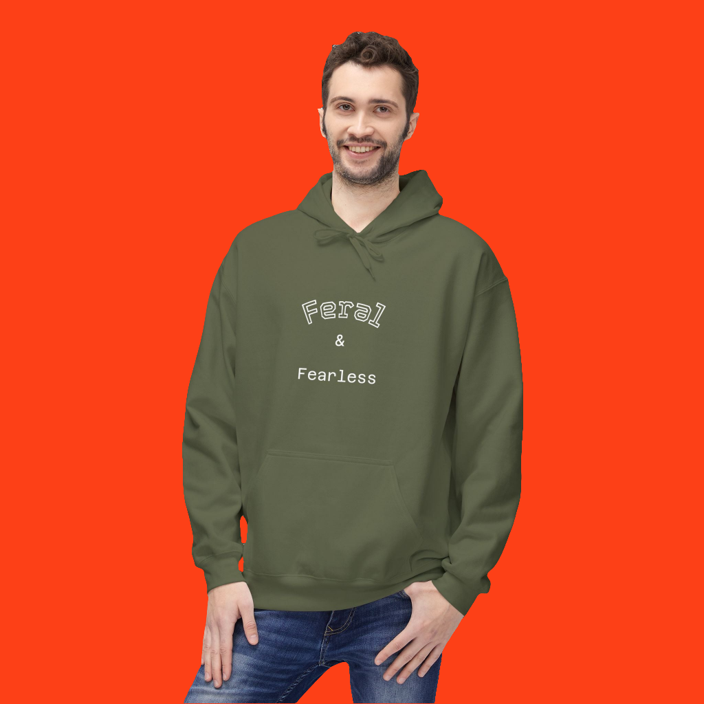 Feral Fearless Hoodie - Unisex Midweight Fleece, Cozy Gift for Adventurers, Nature Lovers, Casual Wear, Unique Graphic Sweatshirt