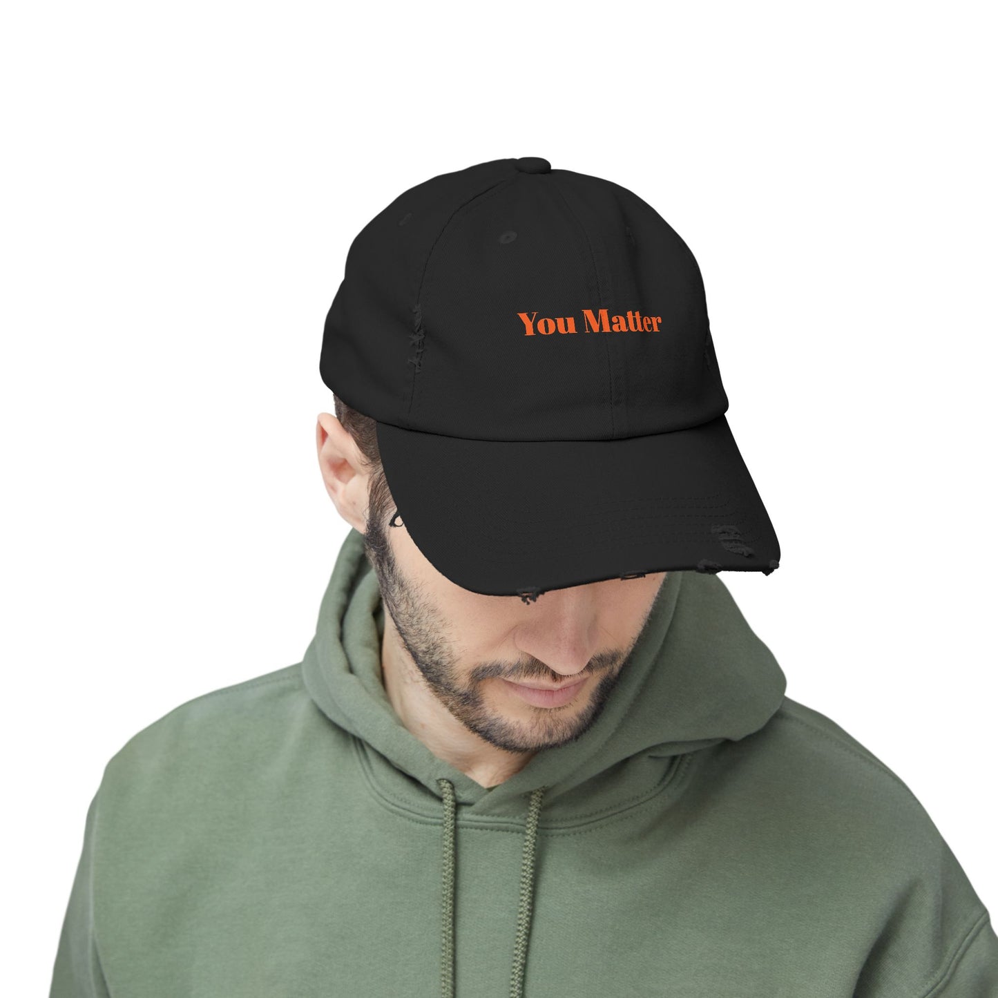 You Matter Distressed Cap - Unisex Adjustable Baseball Hat, Gifts for Support, Self-Care Messages, Everyday Wear, Fashion Statement