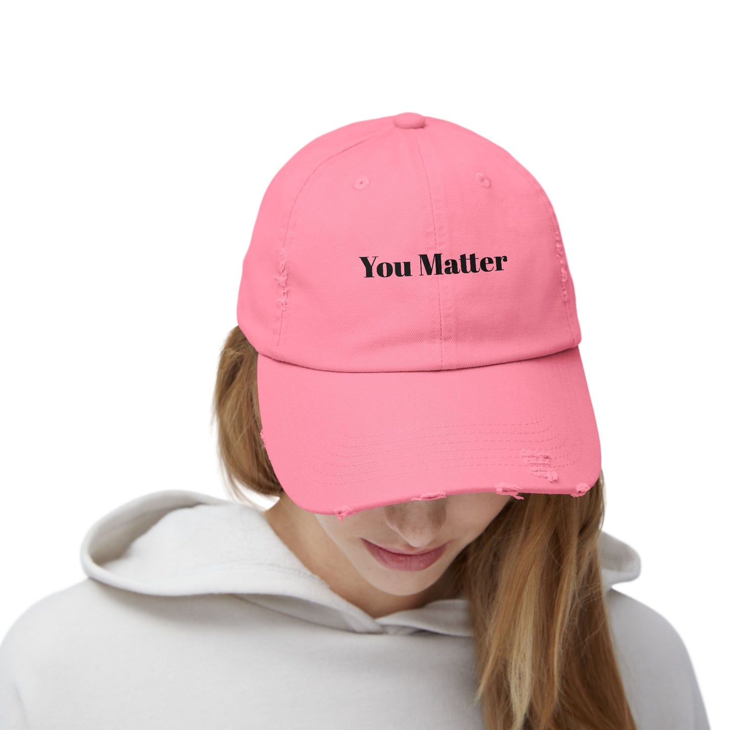 You Matter Distressed Cap - Unisex Adjustable Baseball Hat, Gifts for Support, Self-Care Messages, Everyday Wear, Fashion Statement