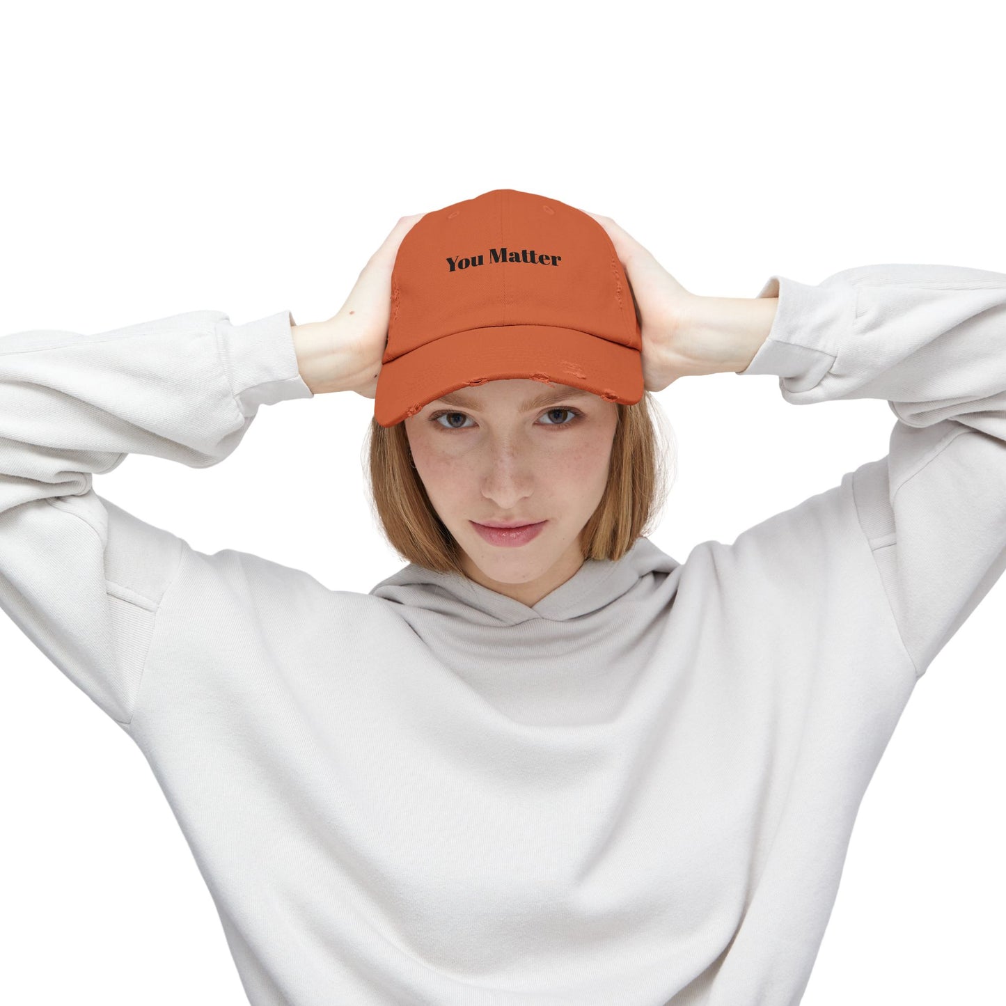 You Matter Distressed Cap - Unisex Adjustable Baseball Hat, Gifts for Support, Self-Care Messages, Everyday Wear, Fashion Statement