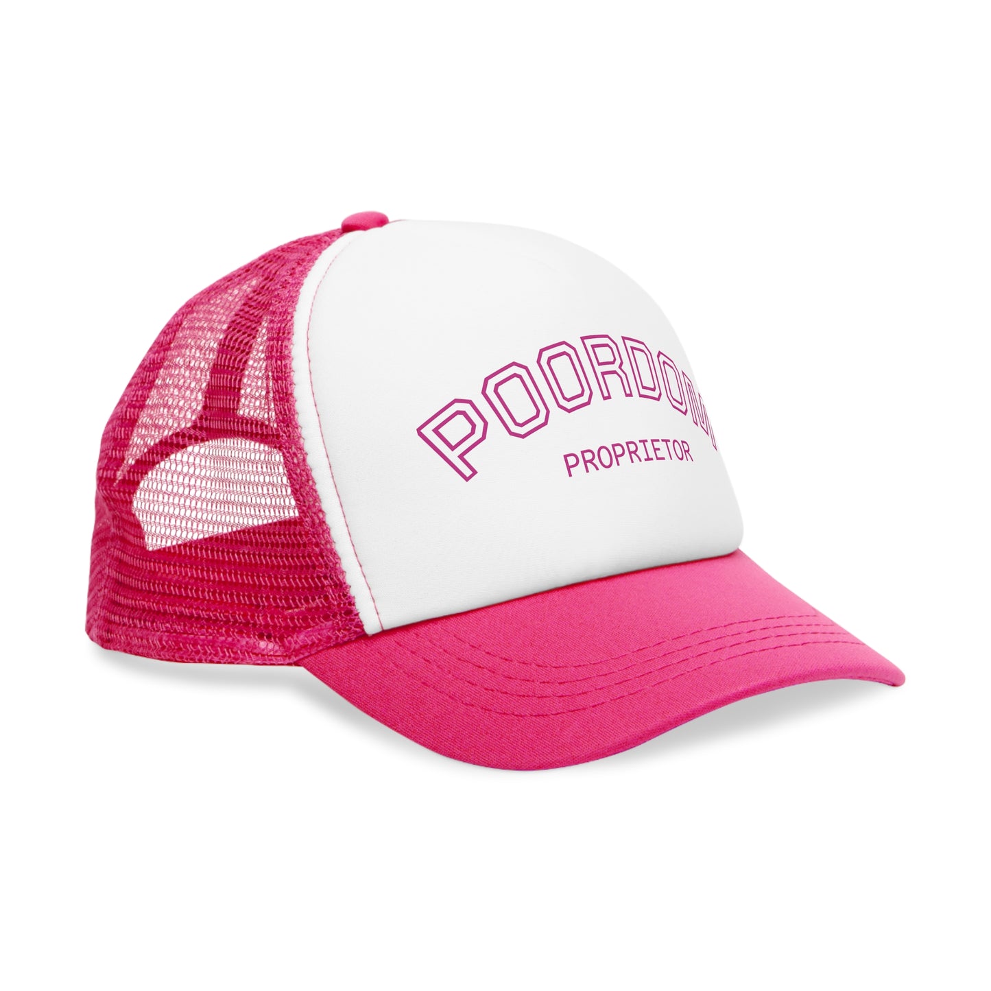Vintage Style Mesh Cap with 'POORDOM PROPRIETOR' Text, Trendy Hat for Casual Outings, Gifts for Friends, Outdoor Adventures, Summer Fashion