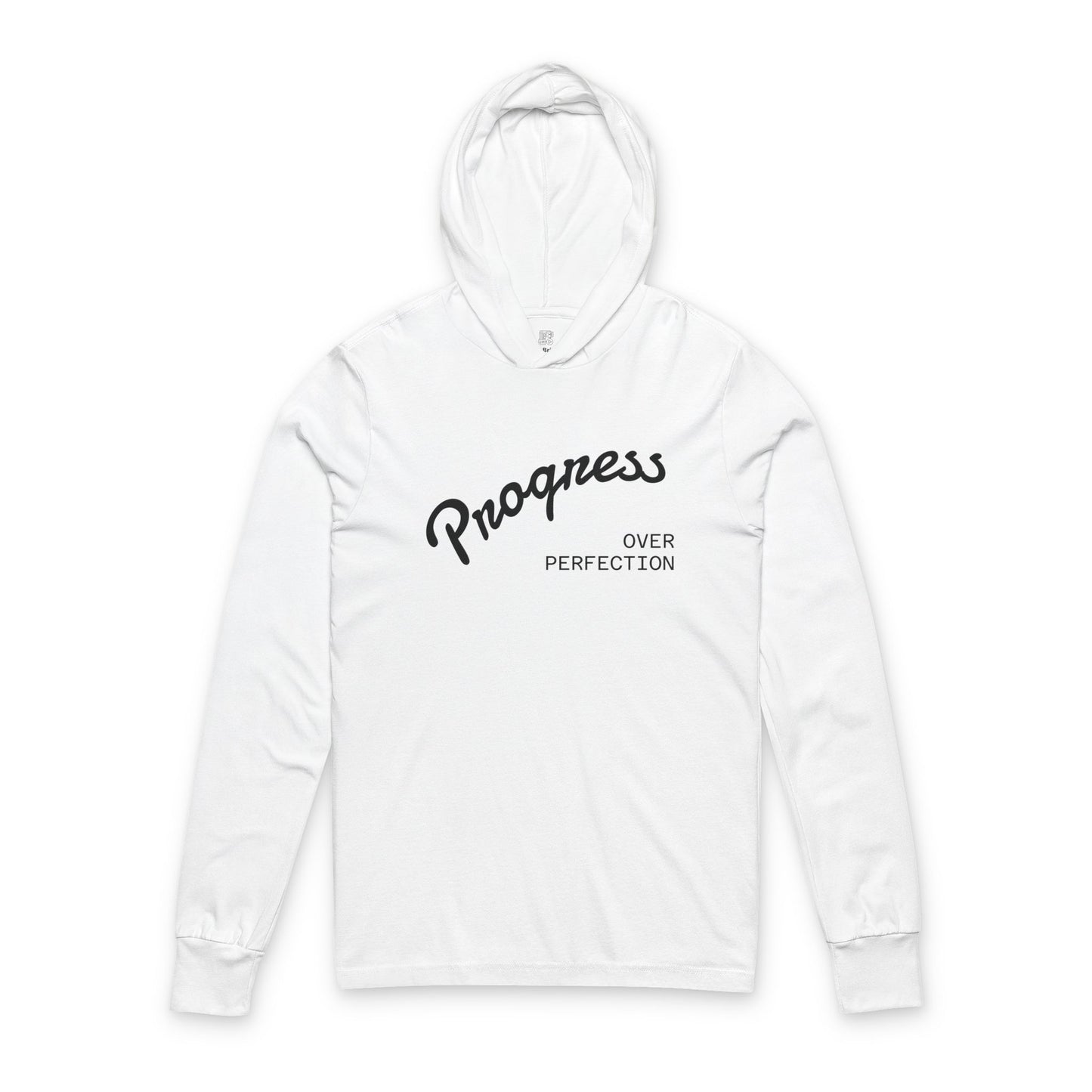 Progress Over Perfection Unisex Hooded Long Sleeve Tee, Casual Wear, Motivational Gift, Inspirational Apparel, Everyday Comfort