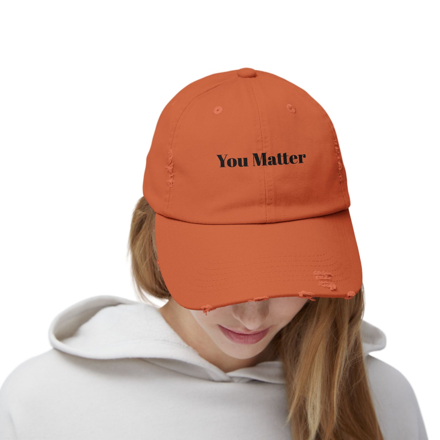 You Matter Distressed Cap - Unisex Adjustable Baseball Hat, Gifts for Support, Self-Care Messages, Everyday Wear, Fashion Statement