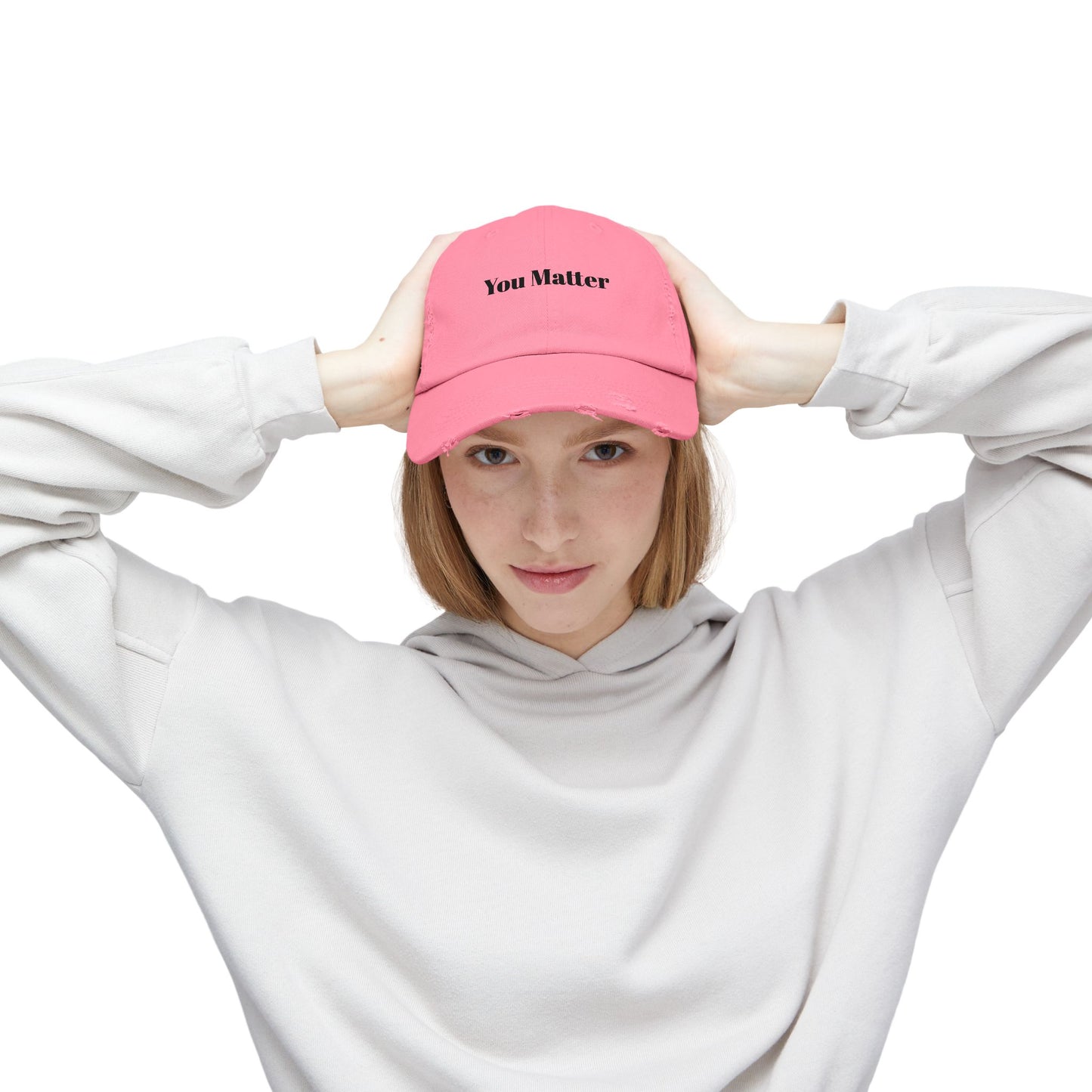 You Matter Distressed Cap - Unisex Adjustable Baseball Hat, Gifts for Support, Self-Care Messages, Everyday Wear, Fashion Statement