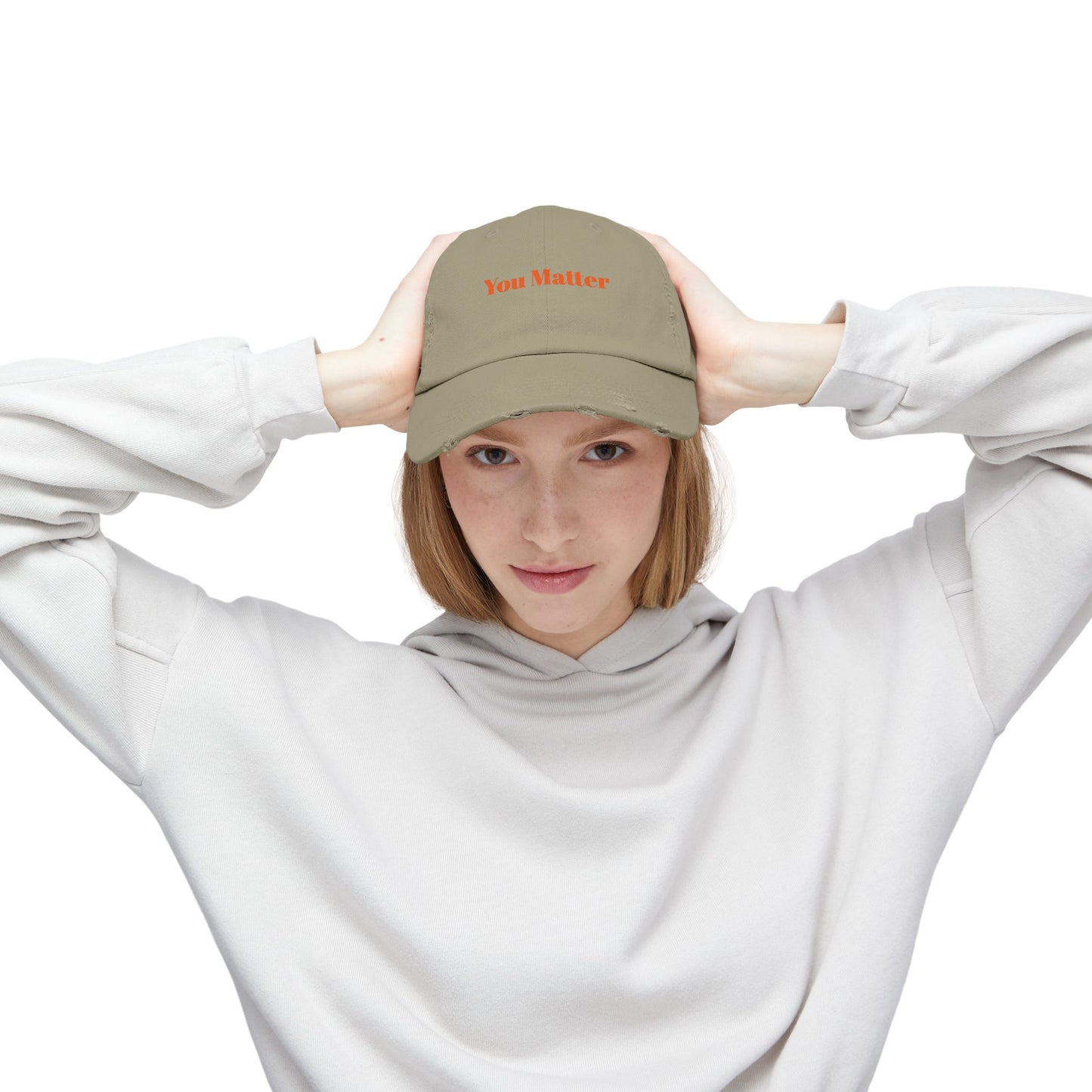You Matter Distressed Cap - Unisex Adjustable Baseball Hat, Gifts for Support, Self-Care Messages, Everyday Wear, Fashion Statement