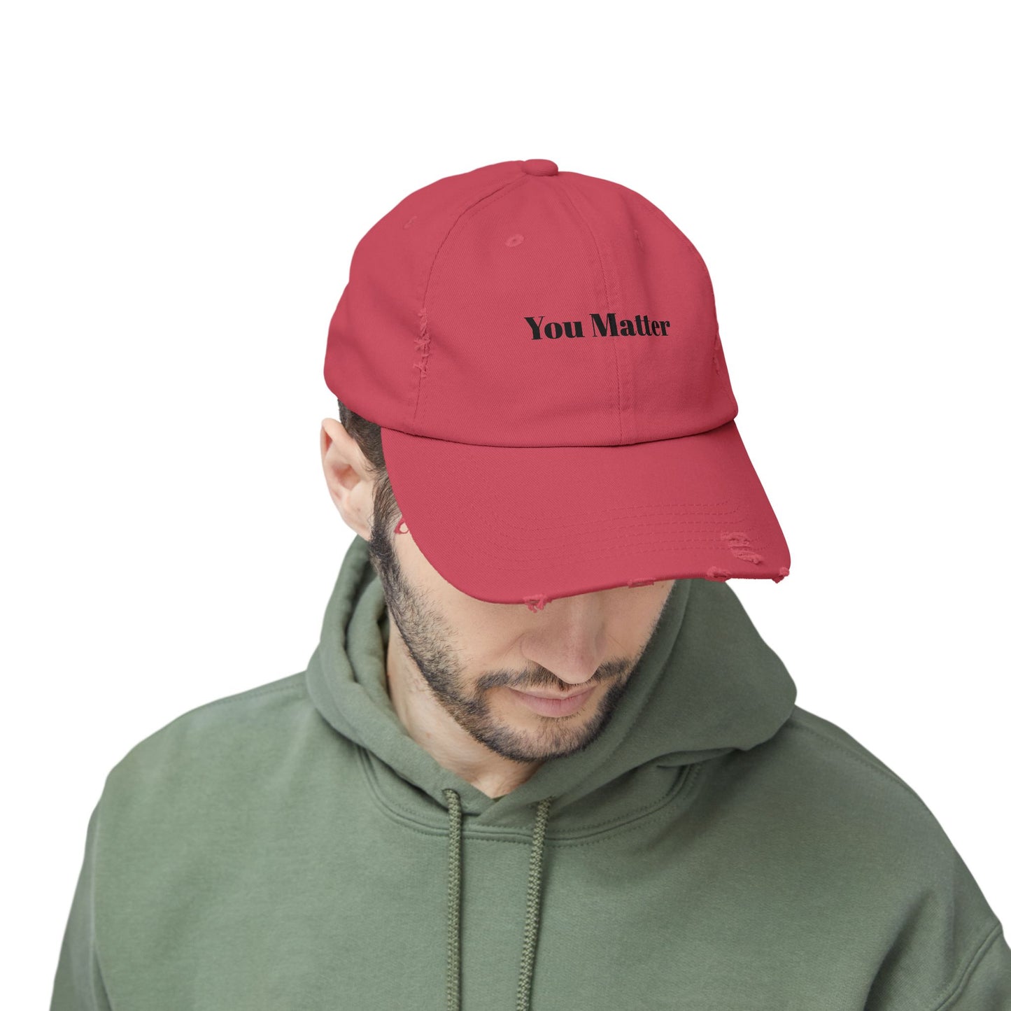 You Matter Distressed Cap - Unisex Adjustable Baseball Hat, Gifts for Support, Self-Care Messages, Everyday Wear, Fashion Statement