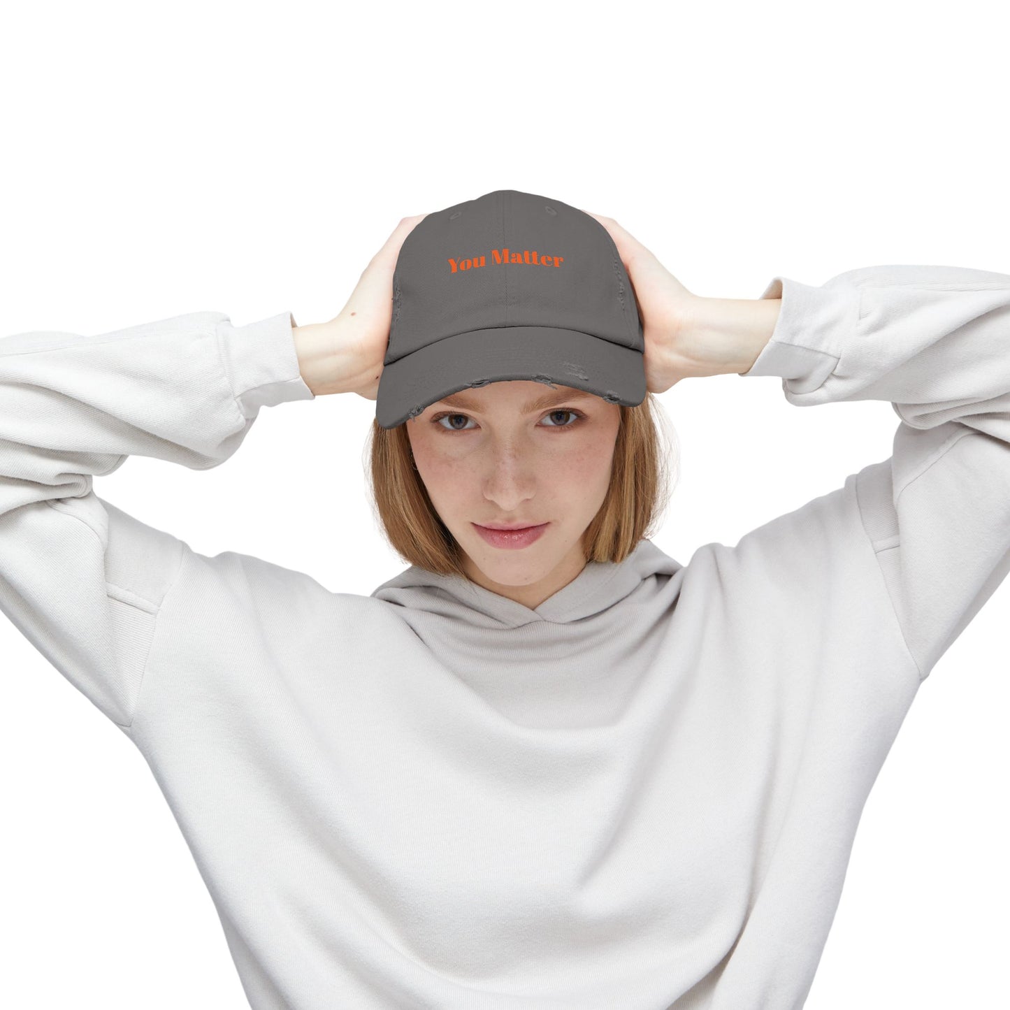 You Matter Distressed Cap - Unisex Adjustable Baseball Hat, Gifts for Support, Self-Care Messages, Everyday Wear, Fashion Statement