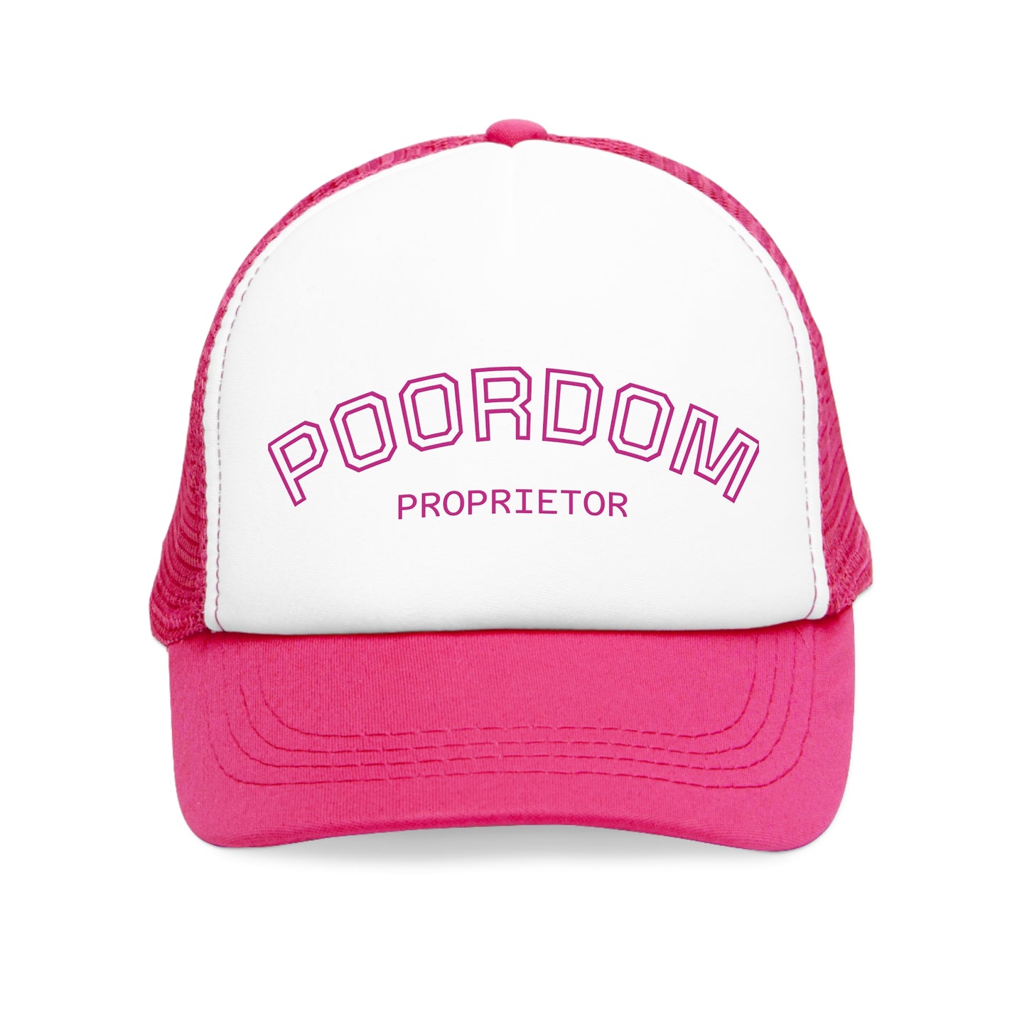 Vintage Style Mesh Cap with 'POORDOM PROPRIETOR' Text, Trendy Hat for Casual Outings, Gifts for Friends, Outdoor Adventures, Summer Fashion
