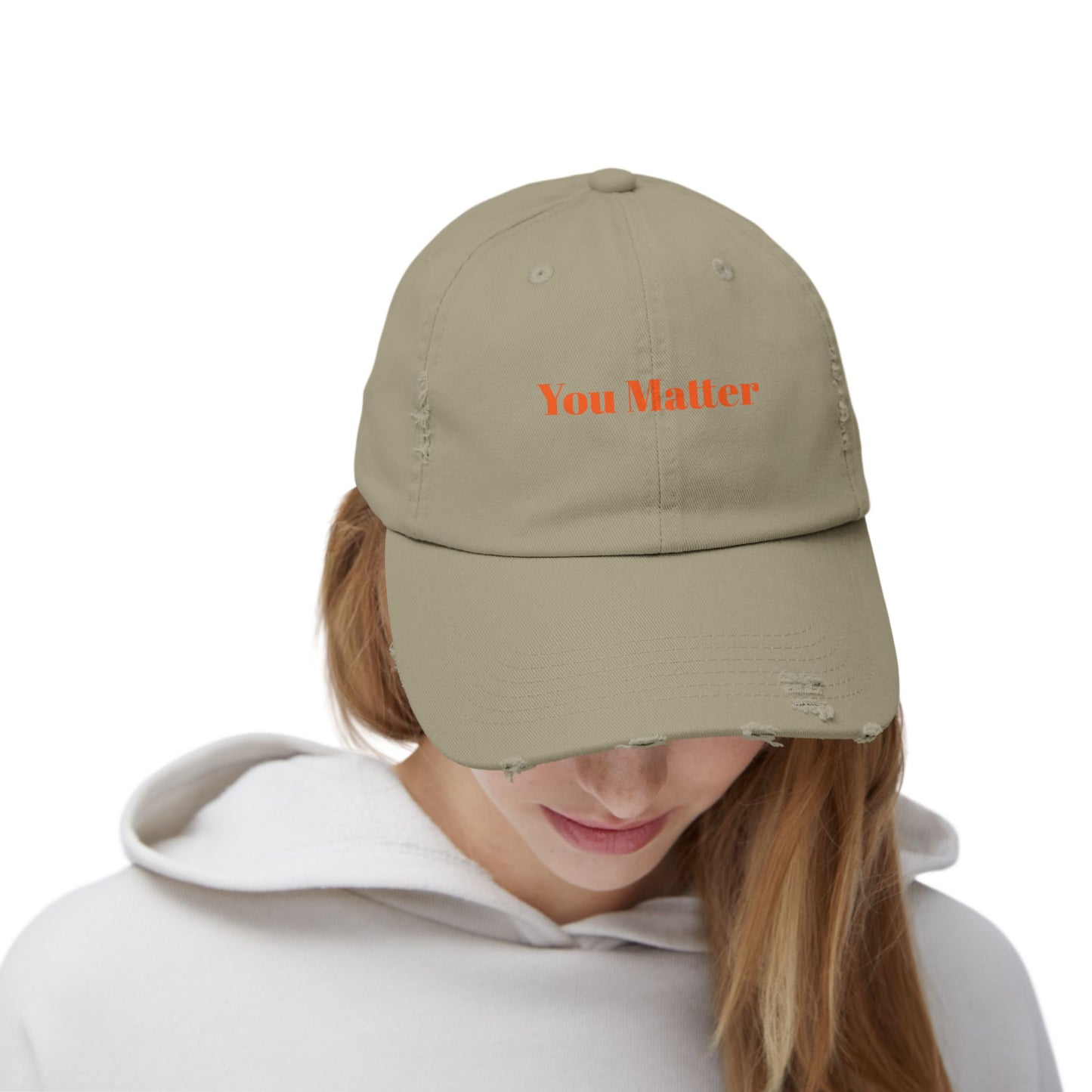 You Matter Distressed Cap - Unisex Adjustable Baseball Hat, Gifts for Support, Self-Care Messages, Everyday Wear, Fashion Statement