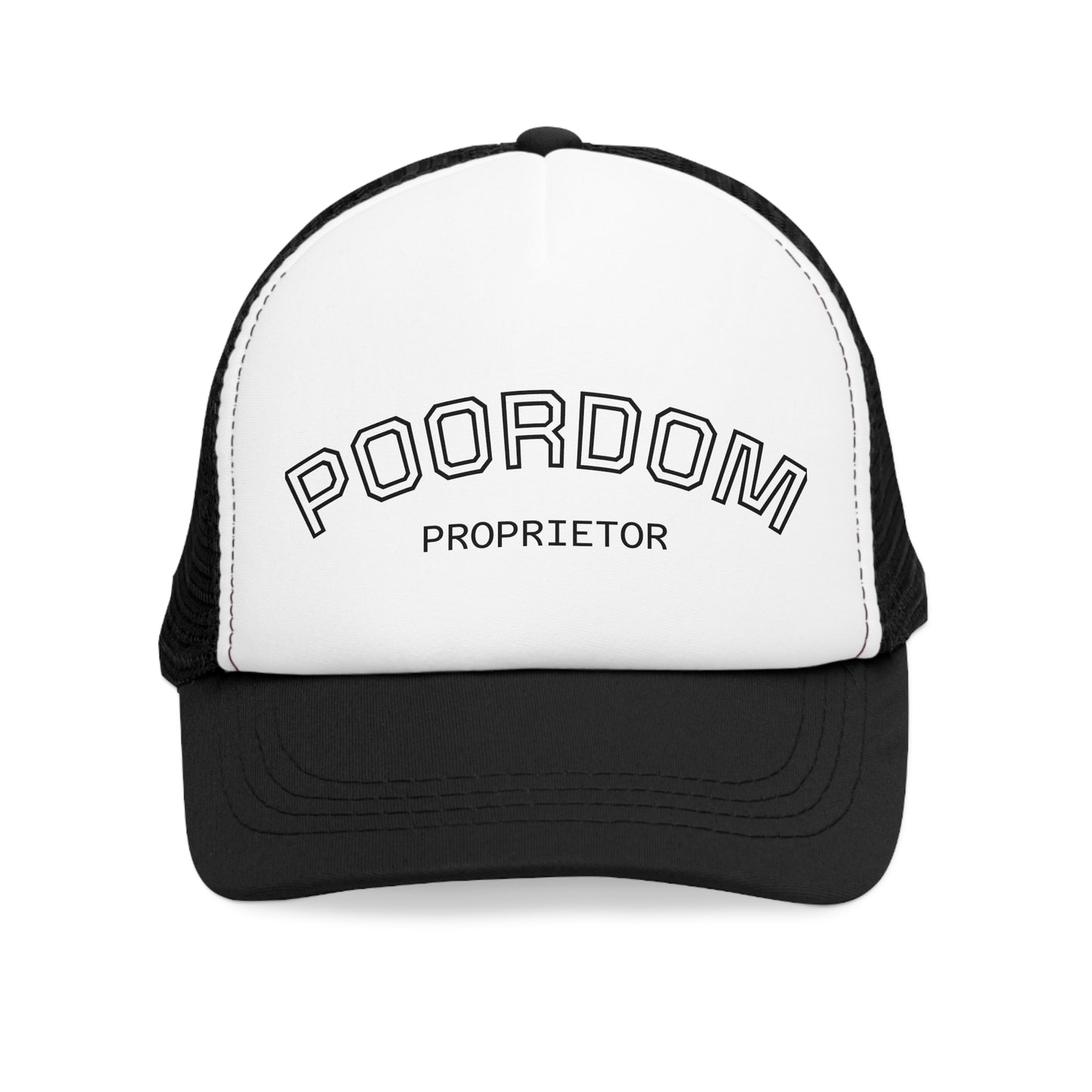 Vintage Style Mesh Cap with 'POORDOM PROPRIETOR' Text, Trendy Hat for Casual Outings, Gifts for Friends, Outdoor Adventures, Summer Fashion