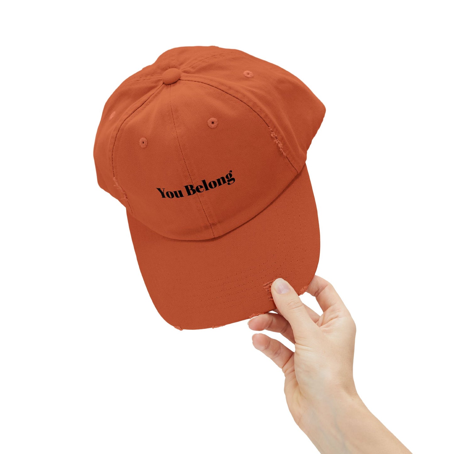 YOU BELONG - Unisex Distressed Cap From The Encouragement Collection - Vintage Feel, Perfect Gift for Friends, Everyday Wear, Casual Outings, Positive Affirmation Hat