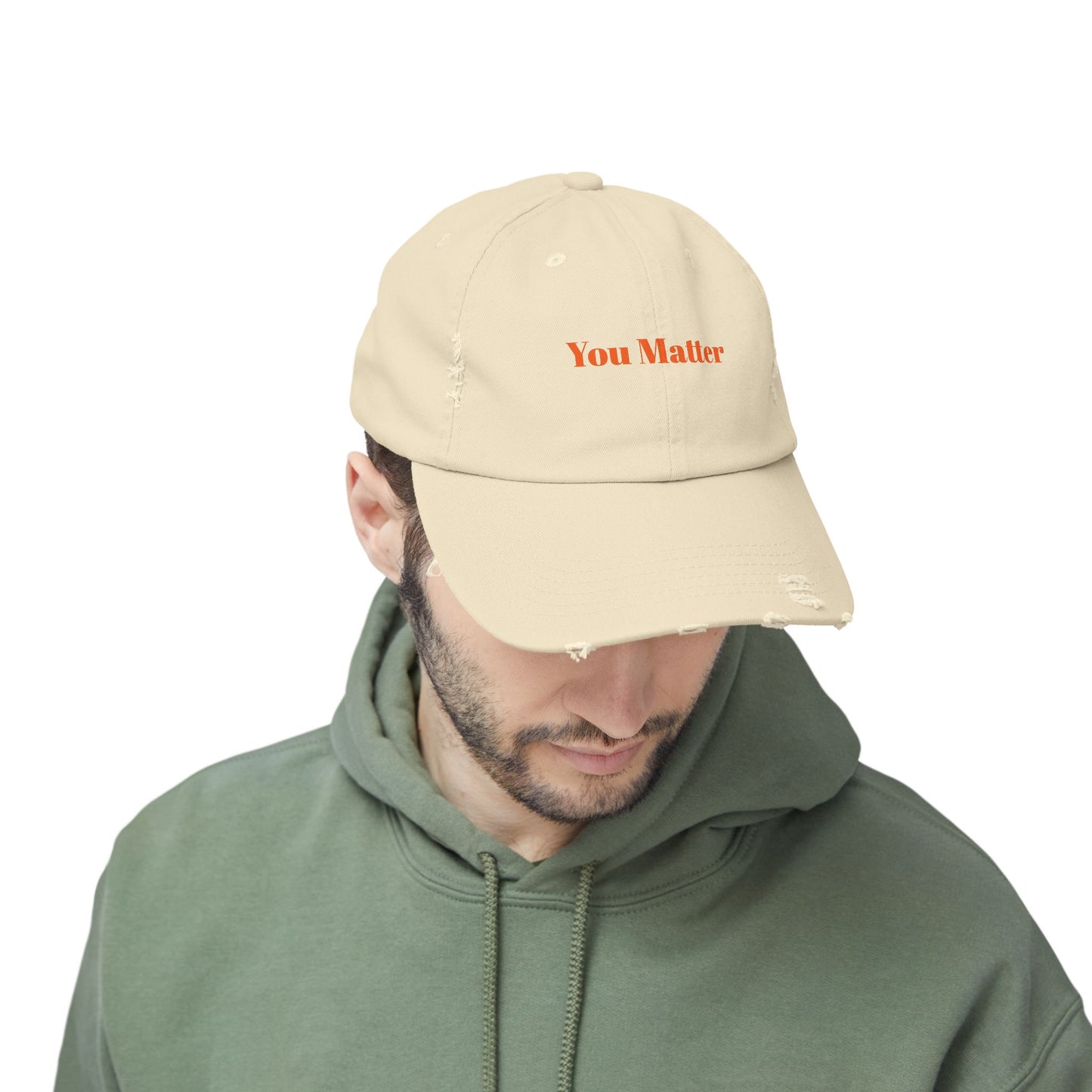 You Matter Distressed Cap - Unisex Adjustable Baseball Hat, Gifts for Support, Self-Care Messages, Everyday Wear, Fashion Statement