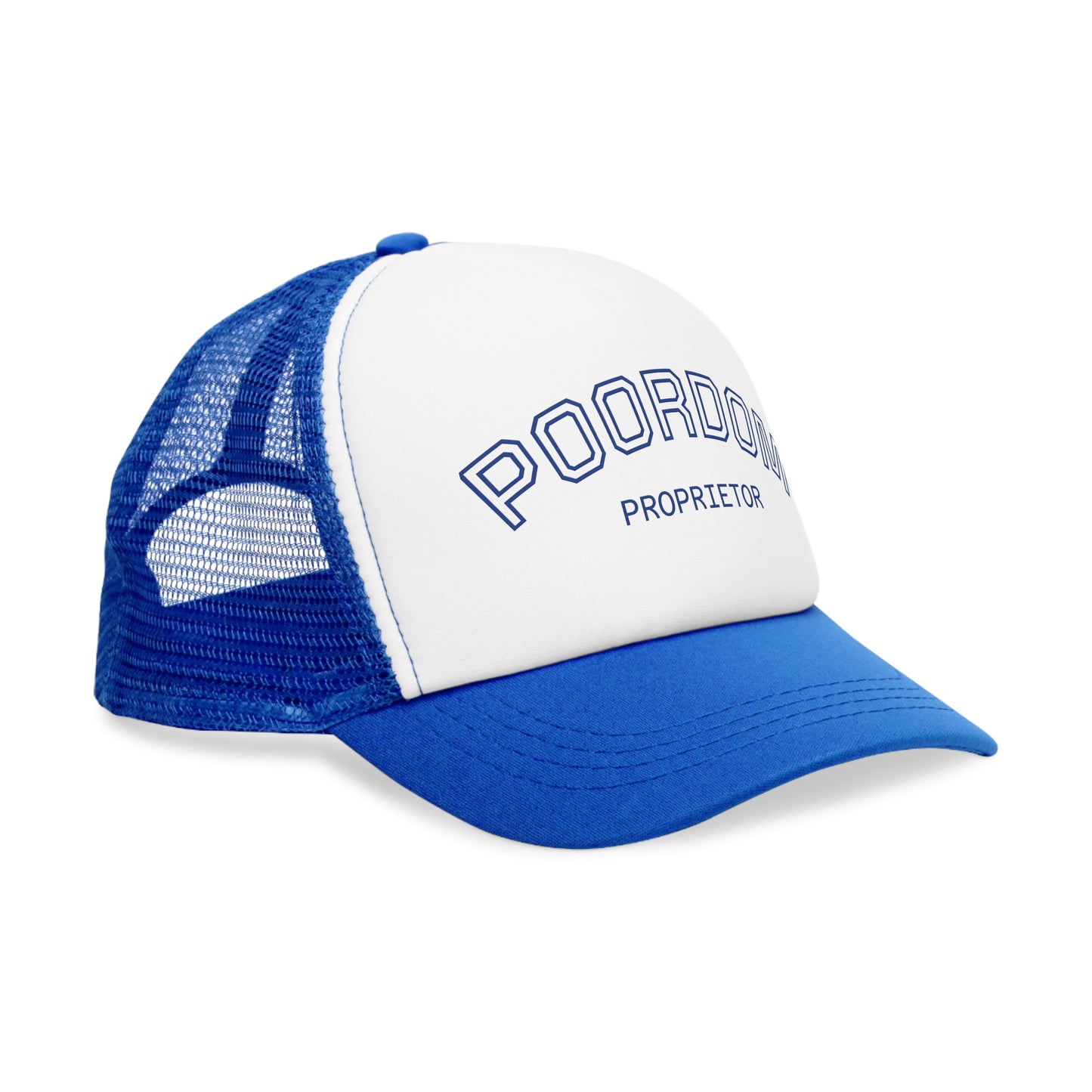 Vintage Style Mesh Cap with 'POORDOM PROPRIETOR' Text, Trendy Hat for Casual Outings, Gifts for Friends, Outdoor Adventures, Summer Fashion
