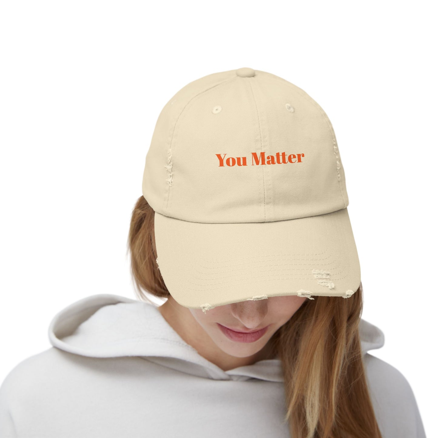 You Matter Distressed Cap - Unisex Adjustable Baseball Hat, Gifts for Support, Self-Care Messages, Everyday Wear, Fashion Statement