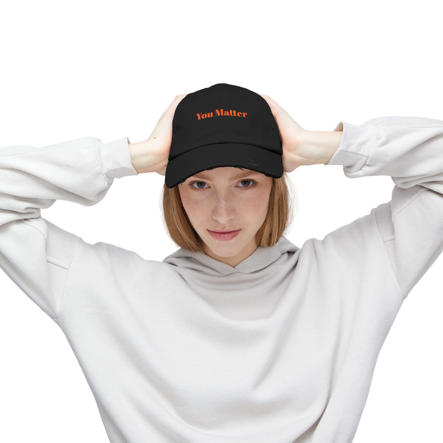 You Matter Distressed Cap - Unisex Adjustable Baseball Hat, Gifts for Support, Self-Care Messages, Everyday Wear, Fashion Statement