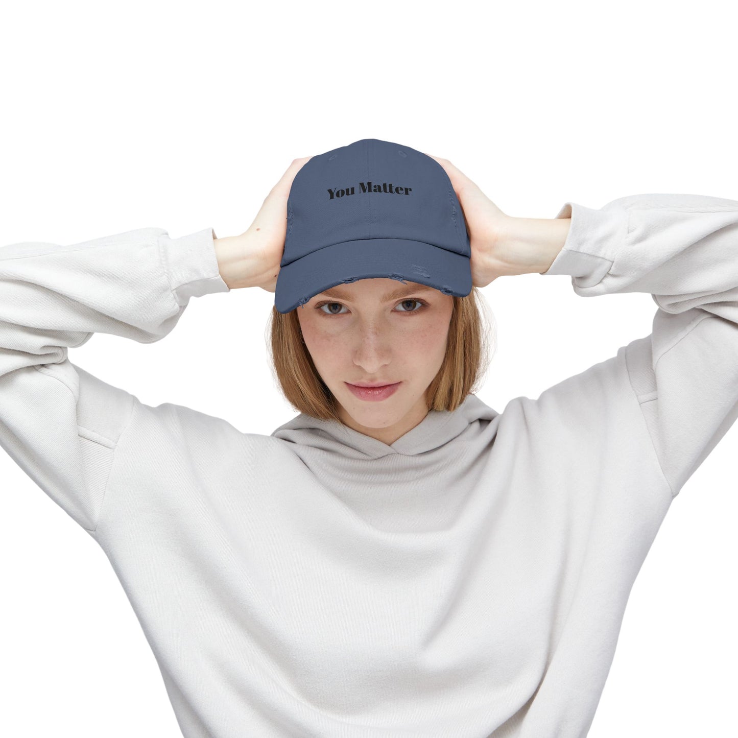 You Matter Distressed Cap - Unisex Adjustable Baseball Hat, Gifts for Support, Self-Care Messages, Everyday Wear, Fashion Statement