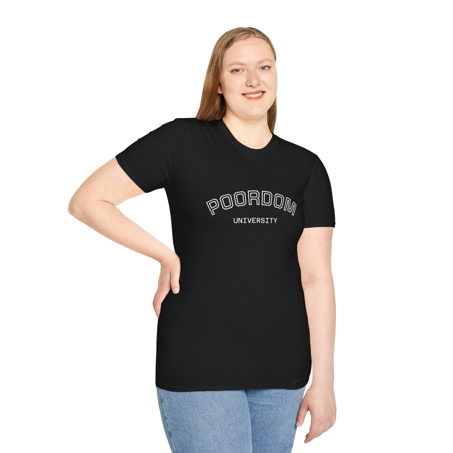 Poordom University Unisex T-Shirt, Comfy College Tee, Funny Graduation Gift, Everyday Casual Wear, Trendy Student Outfit