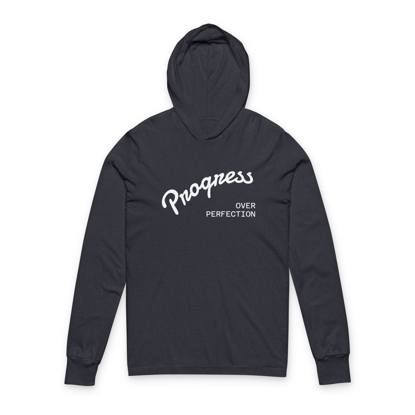 Progress Over Perfection Unisex Hooded Long Sleeve Tee, Casual Wear, Motivational Gift, Inspirational Apparel, Everyday Comfort