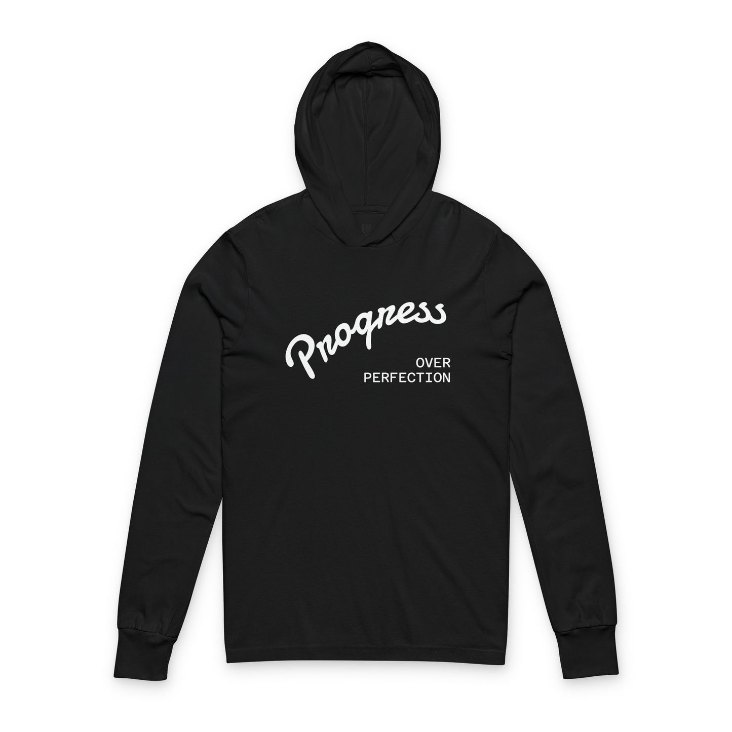 Progress Over Perfection Unisex Hooded Long Sleeve Tee, Casual Wear, Motivational Gift, Inspirational Apparel, Everyday Comfort