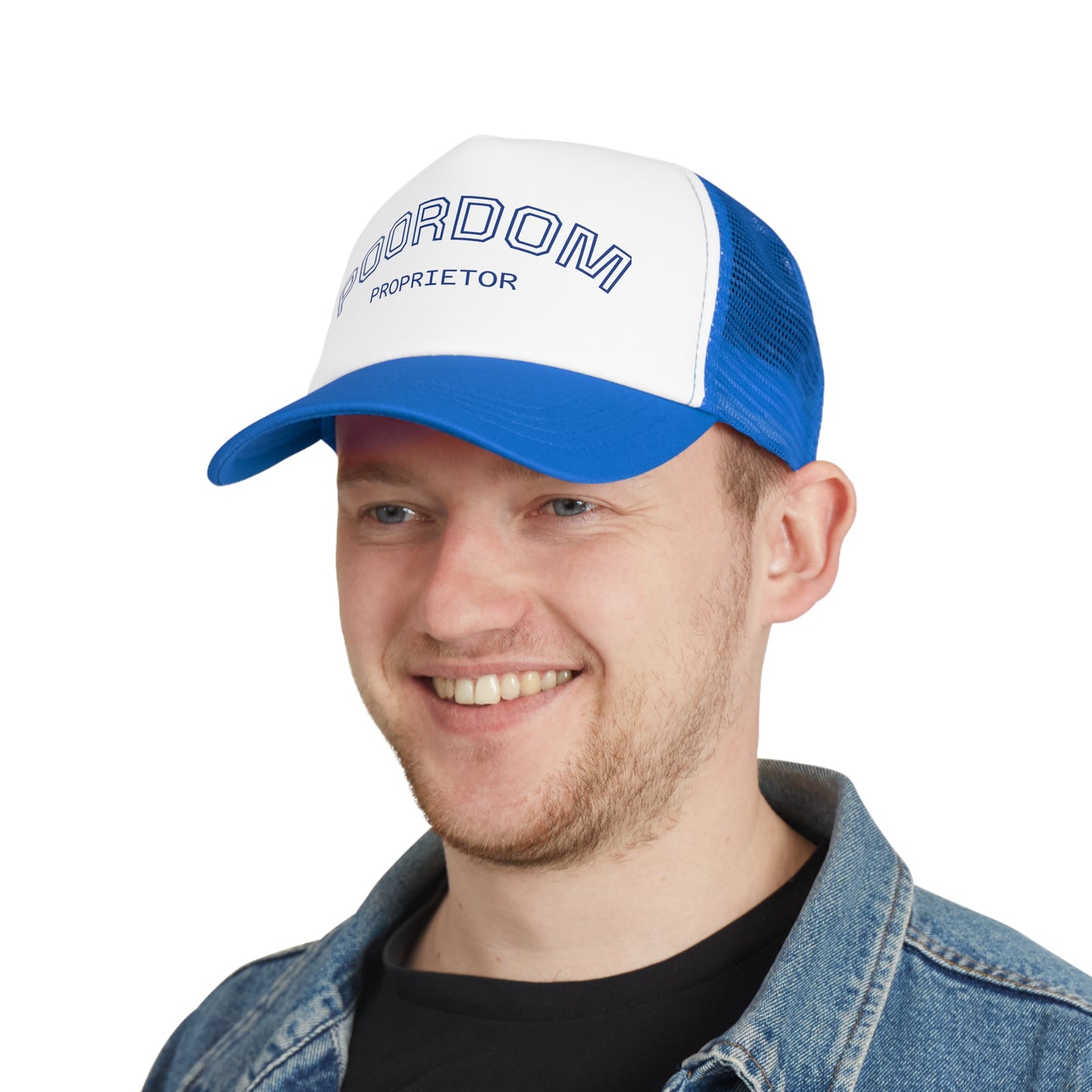 Vintage Style Mesh Cap with 'POORDOM PROPRIETOR' Text, Trendy Hat for Casual Outings, Gifts for Friends, Outdoor Adventures, Summer Fashion