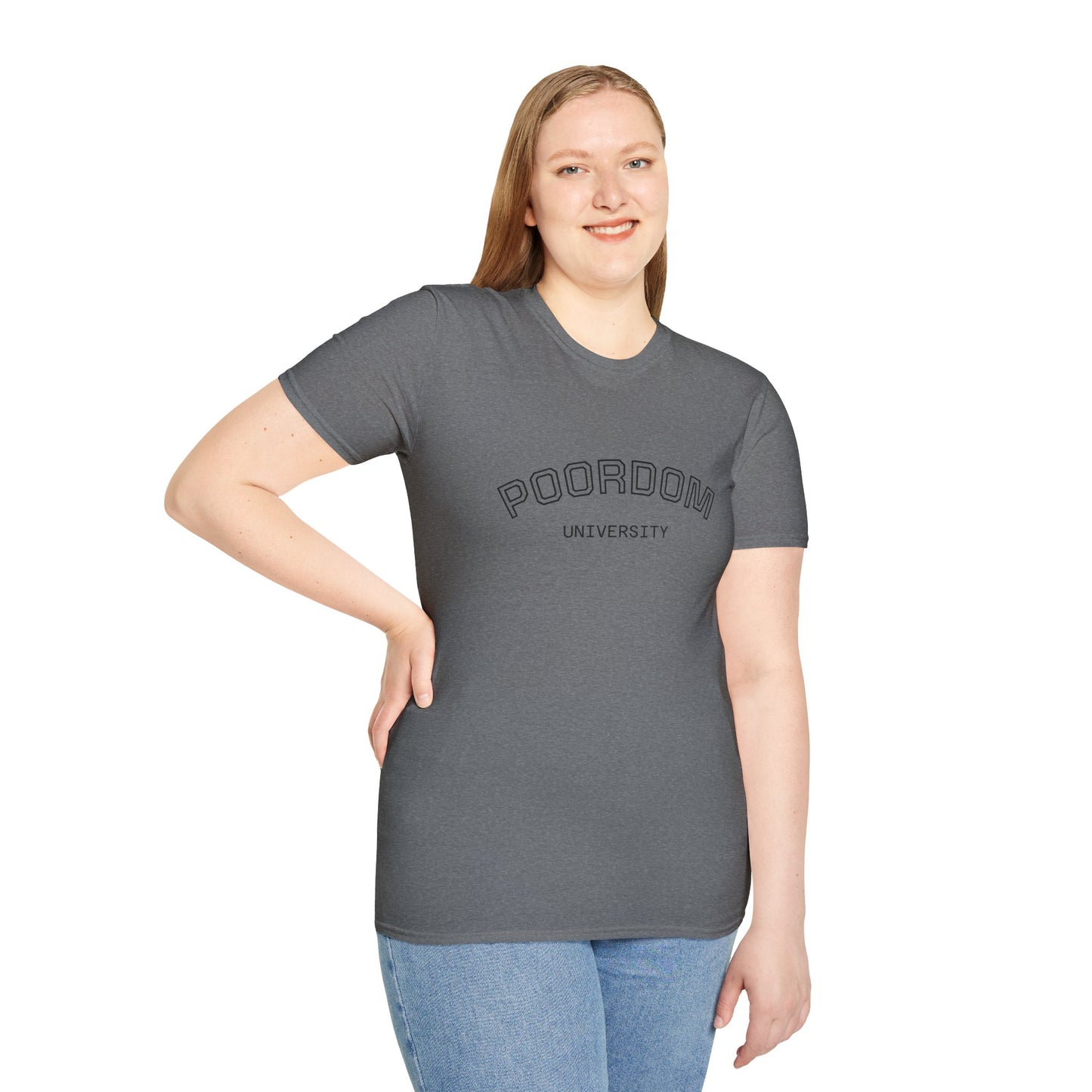 Poordom University Unisex T-Shirt, Comfy College Tee, Funny Graduation Gift, Everyday Casual Wear, Trendy Student Outfit