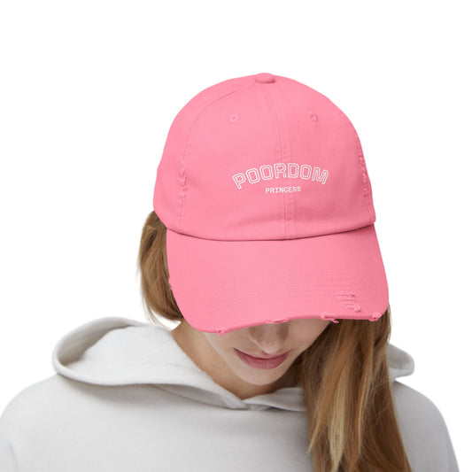 Poordom Princess Pink Distressed Cap, Trendy Gift for Her, Casual Streetwear Hat, Summer Accessory, Fun Birthday Surprise
