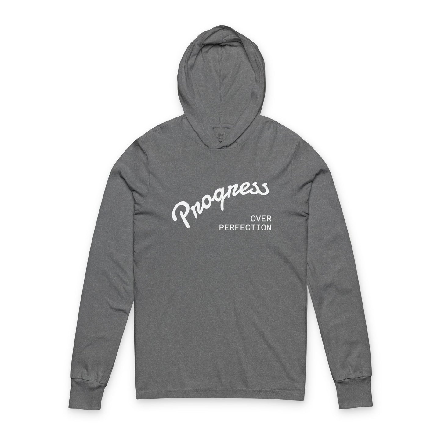 Progress Over Perfection Unisex Hooded Long Sleeve Tee, Casual Wear, Motivational Gift, Inspirational Apparel, Everyday Comfort