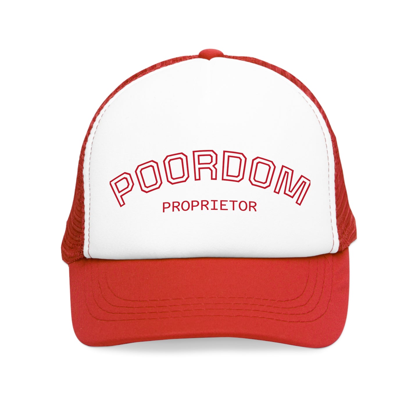 Vintage Style Mesh Cap with 'POORDOM PROPRIETOR' Text, Trendy Hat for Casual Outings, Gifts for Friends, Outdoor Adventures, Summer Fashion