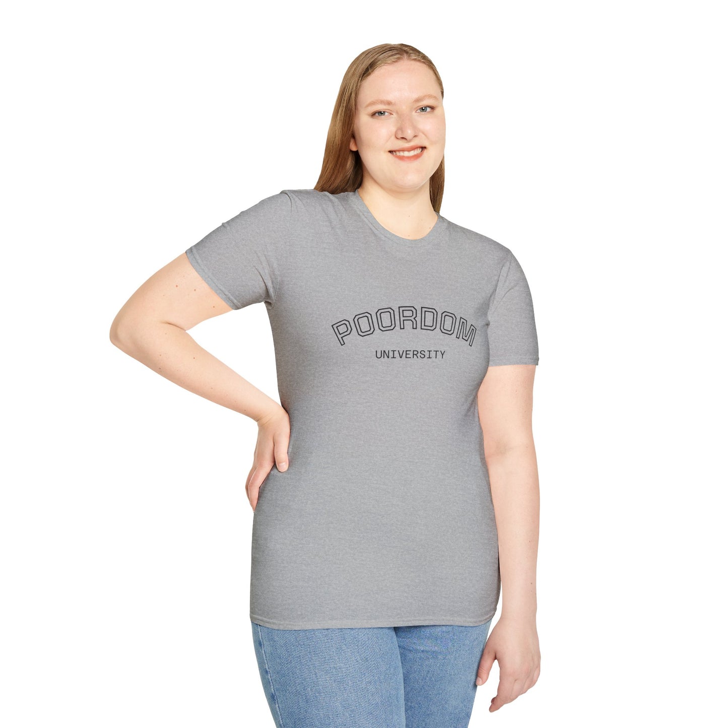 Poordom University Unisex T-Shirt, Comfy College Tee, Funny Graduation Gift, Everyday Casual Wear, Trendy Student Outfit