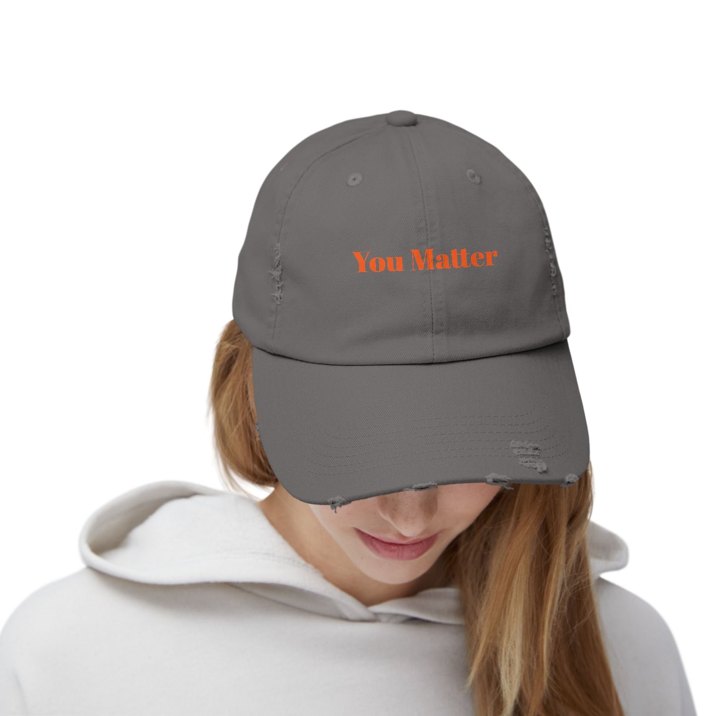 You Matter Distressed Cap - Unisex Adjustable Baseball Hat, Gifts for Support, Self-Care Messages, Everyday Wear, Fashion Statement