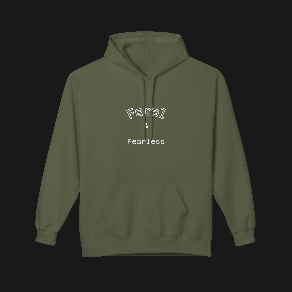 Feral Fearless Hoodie - Unisex Midweight Fleece, Cozy Gift for Adventurers, Nature Lovers, Casual Wear, Unique Graphic Sweatshirt