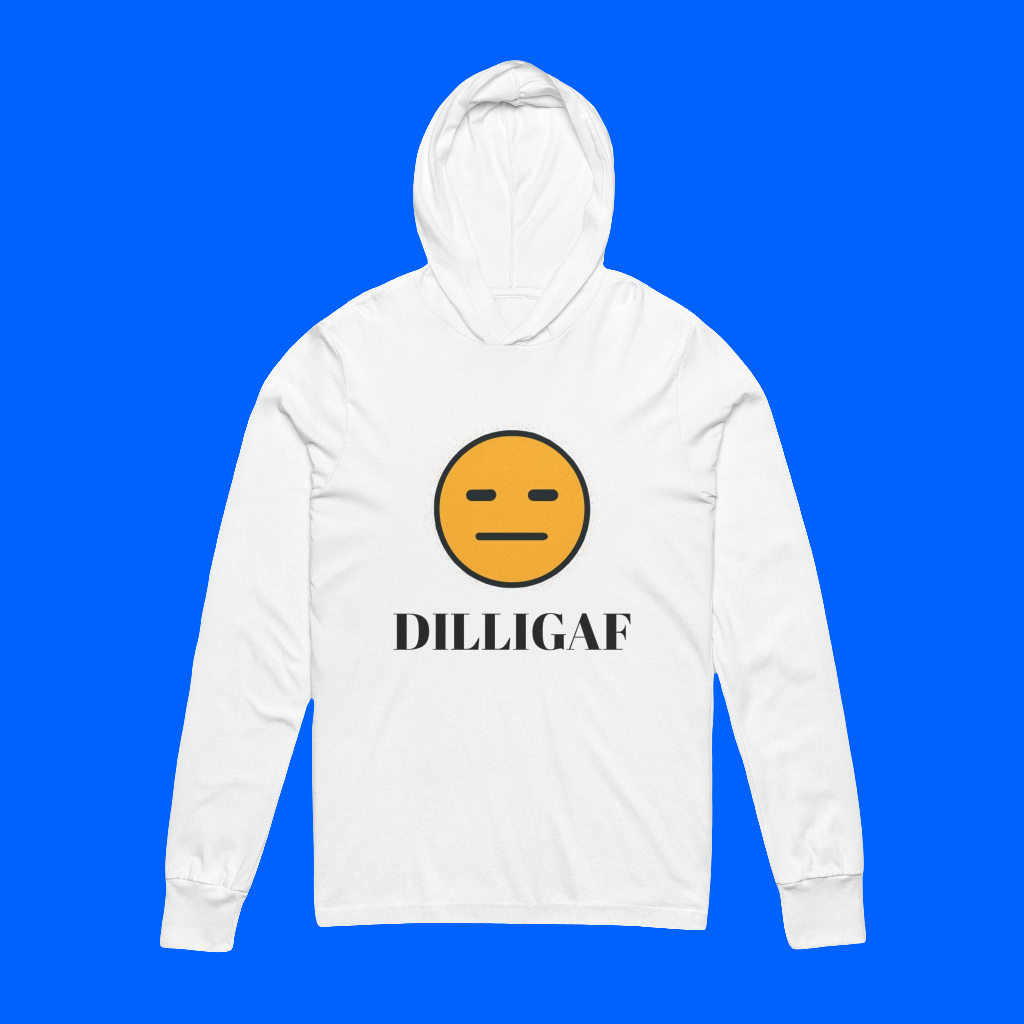 DILLIGAF Unisex Hooded Long Sleeve Tee - Casual Streetwear, Gift for Teens, Relaxed Vibe, Everyday Wear, Funny Hoodie