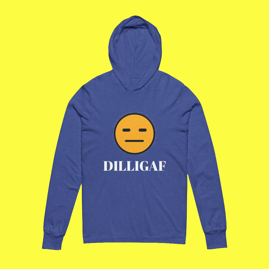 DILLIGAF Unisex Hooded Long Sleeve Tee - Casual Streetwear, Gift for Teens, Relaxed Vibe, Everyday Wear, Funny Hoodie
